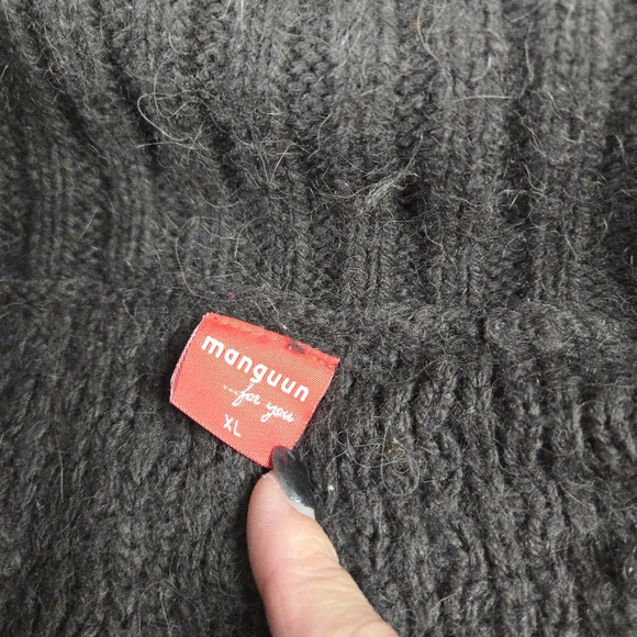 Manguun Alpaca Wool Blend Duster Cardigan Womens XL Brown Button Front Academia - Picture 6 of 7